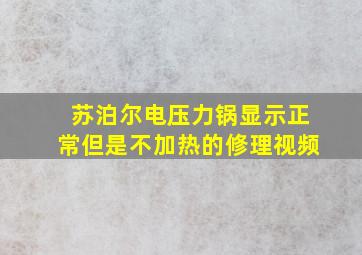 苏泊尔电压力锅显示正常但是不加热的修理视频