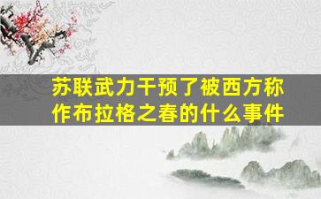 苏联武力干预了被西方称作布拉格之春的什么事件