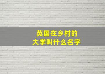 英国在乡村的大学叫什么名字