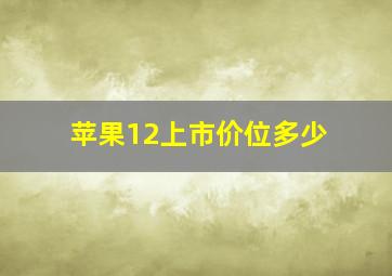 苹果12上市价位多少