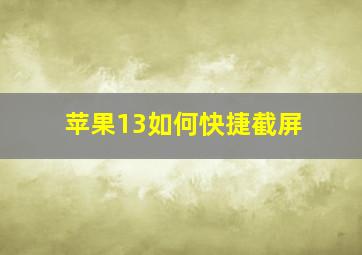 苹果13如何快捷截屏