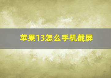 苹果13怎么手机截屏