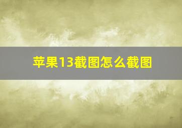 苹果13截图怎么截图