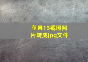 苹果13截图照片转成jpg文件