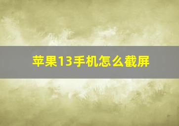 苹果13手机怎么截屏