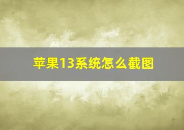 苹果13系统怎么截图