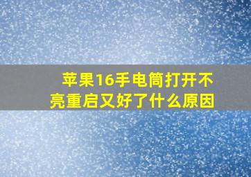 苹果16手电筒打开不亮重启又好了什么原因