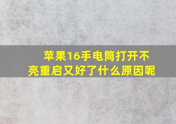 苹果16手电筒打开不亮重启又好了什么原因呢