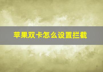 苹果双卡怎么设置拦截