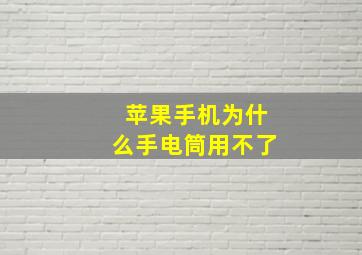 苹果手机为什么手电筒用不了