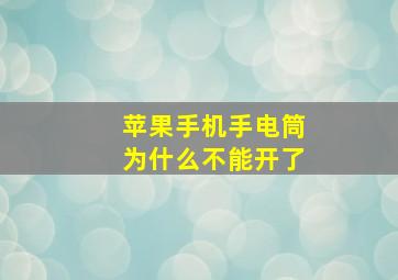 苹果手机手电筒为什么不能开了