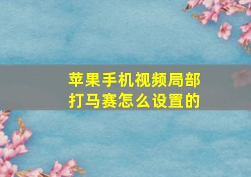 苹果手机视频局部打马赛怎么设置的