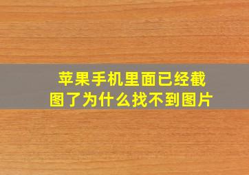 苹果手机里面已经截图了为什么找不到图片