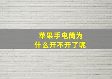 苹果手电筒为什么开不开了呢