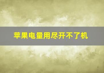 苹果电量用尽开不了机