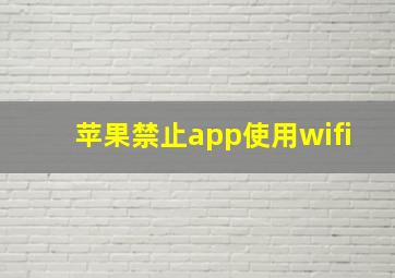 苹果禁止app使用wifi