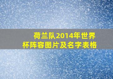 荷兰队2014年世界杯阵容图片及名字表格