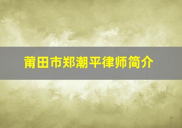 莆田市郑潮平律师简介