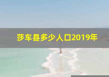 莎车县多少人口2019年