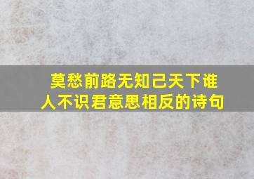 莫愁前路无知己天下谁人不识君意思相反的诗句