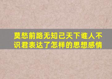 莫愁前路无知己天下谁人不识君表达了怎样的思想感情