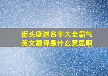 街头篮球名字大全霸气英文翻译是什么意思啊