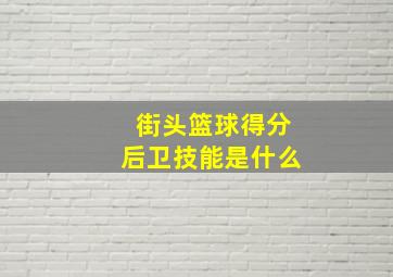 街头篮球得分后卫技能是什么