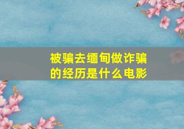 被骗去缅甸做诈骗的经历是什么电影