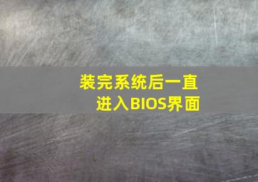 装完系统后一直进入BIOS界面