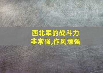 西北军的战斗力非常强,作风顽强