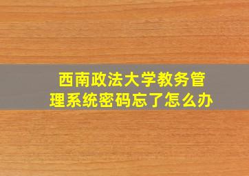 西南政法大学教务管理系统密码忘了怎么办