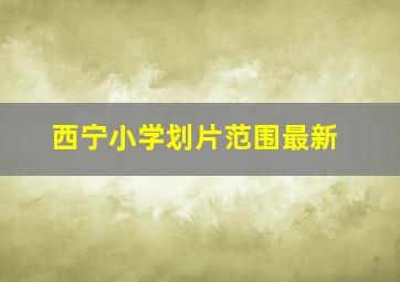 西宁小学划片范围最新