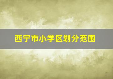 西宁市小学区划分范围