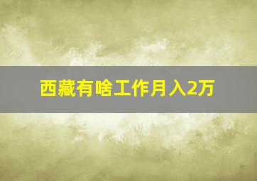 西藏有啥工作月入2万