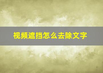 视频遮挡怎么去除文字