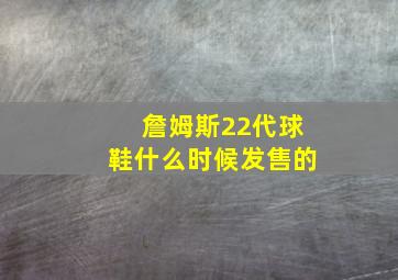 詹姆斯22代球鞋什么时候发售的