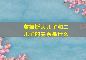 詹姆斯大儿子和二儿子的关系是什么