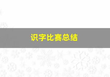 识字比赛总结