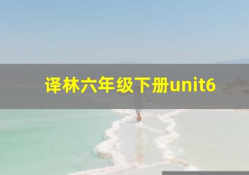 译林六年级下册unit6