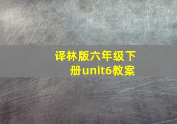 译林版六年级下册unit6教案