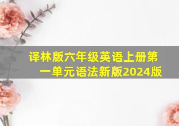 译林版六年级英语上册第一单元语法新版2024版