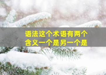 语法这个术语有两个含义一个是另一个是