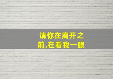 请你在离开之前,在看我一眼