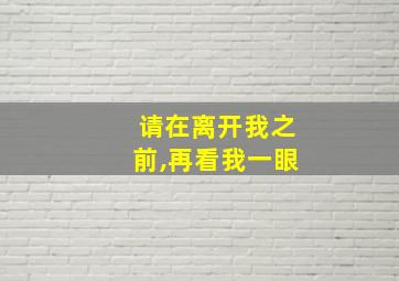 请在离开我之前,再看我一眼