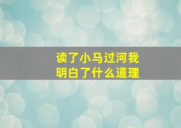 读了小马过河我明白了什么道理