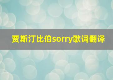 贾斯汀比伯sorry歌词翻译