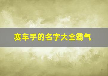 赛车手的名字大全霸气