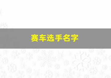 赛车选手名字