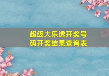 超级大乐透开奖号码开奖结果查询表