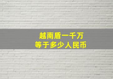 越南盾一千万等于多少人民币